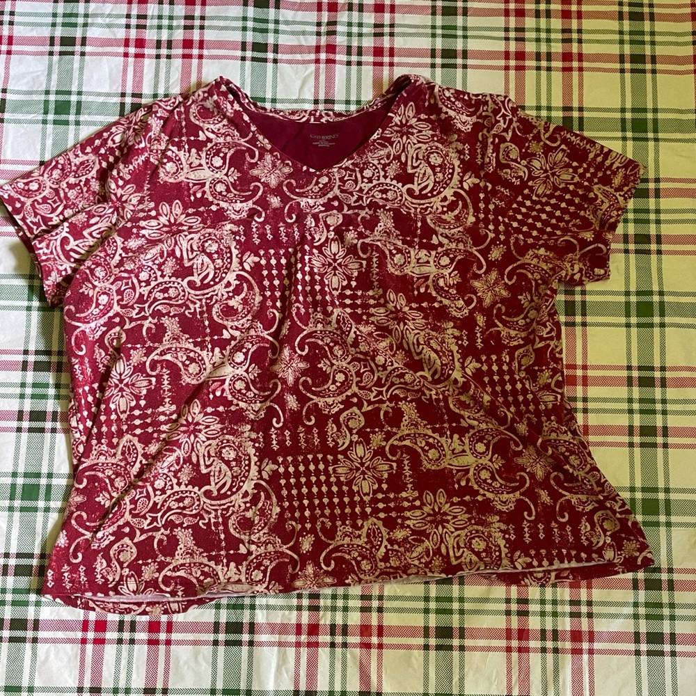 Catherine’s Red Plus Size Shirt Short Sleeves Size 3X 26/28W